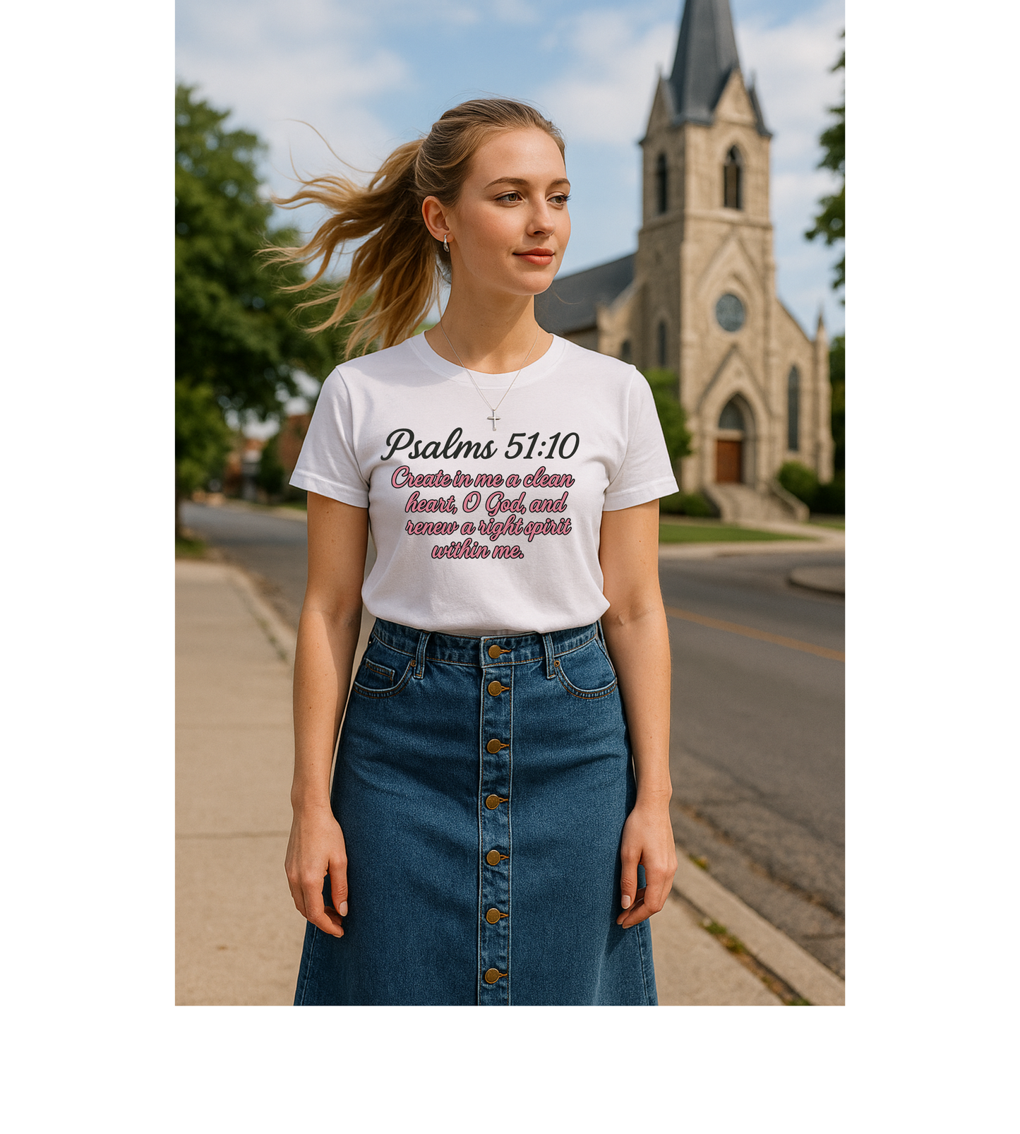 Religious Graphic Tee - Bible verse Psalms 51:10 Unisex T-Shirt